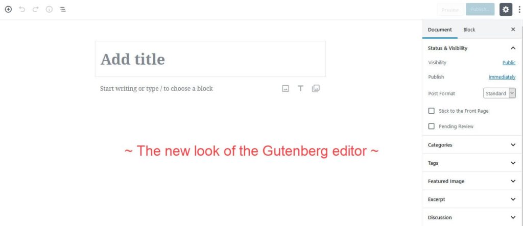 Screenshot of the Gutenberg Editor