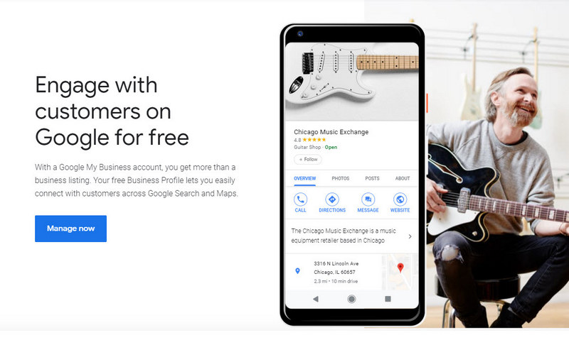 Screenshot of Google My Business home page